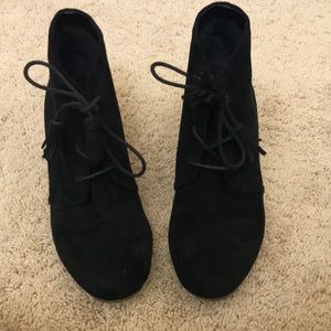 Black high heeled booties